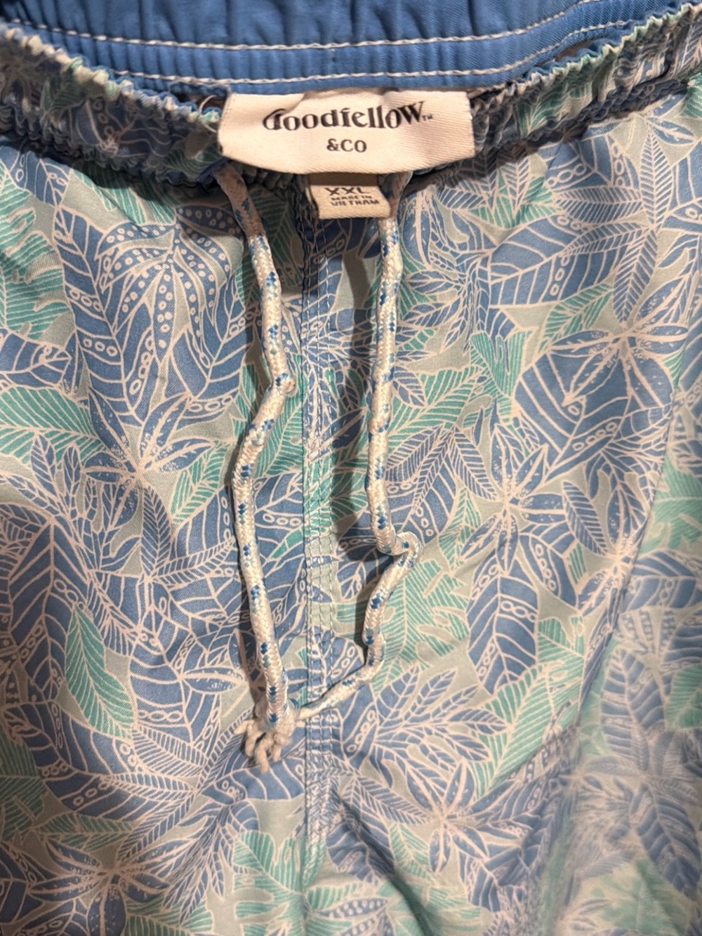 Goodfellow & Co Blue and Green Leaf Print Swim Shorts - Picture 3 of 3